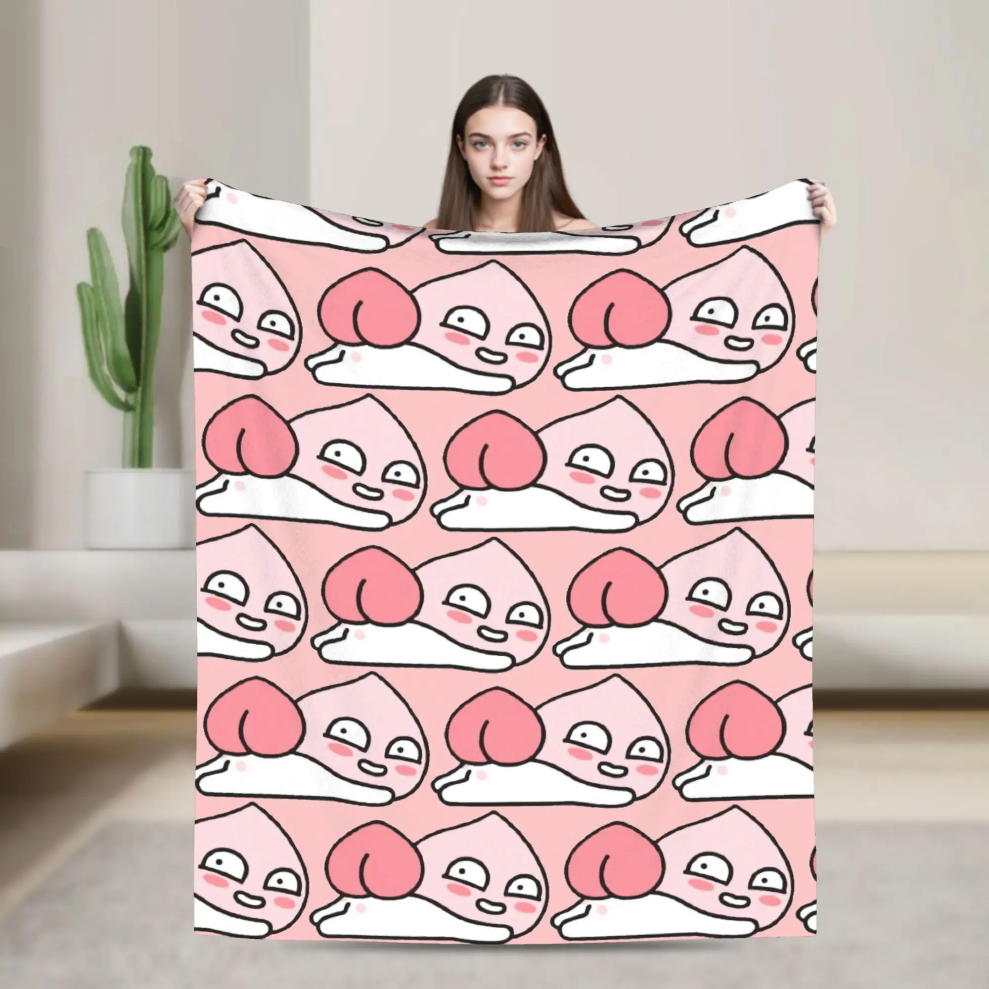 K-Kakaos F-Friends Apeach Heart Blankets Fleece All Season   Multifunction Warm Throw Blanket for Sofa Couch Rug Piece