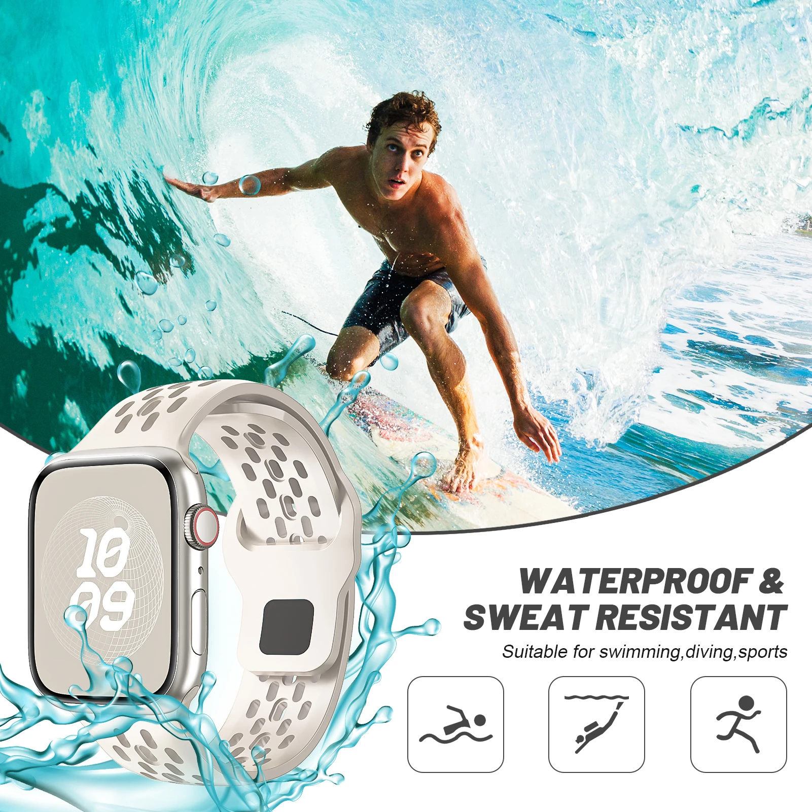 حزام لساعة أبل 45 مللي متر 41 مللي متر 44 مللي متر 49 مللي متر 40 مللي متر 42 مللي متر تنفس سيليكون سوار كوريا iwatch سلسلة 9 8 7 6 5 3 SE Ultra