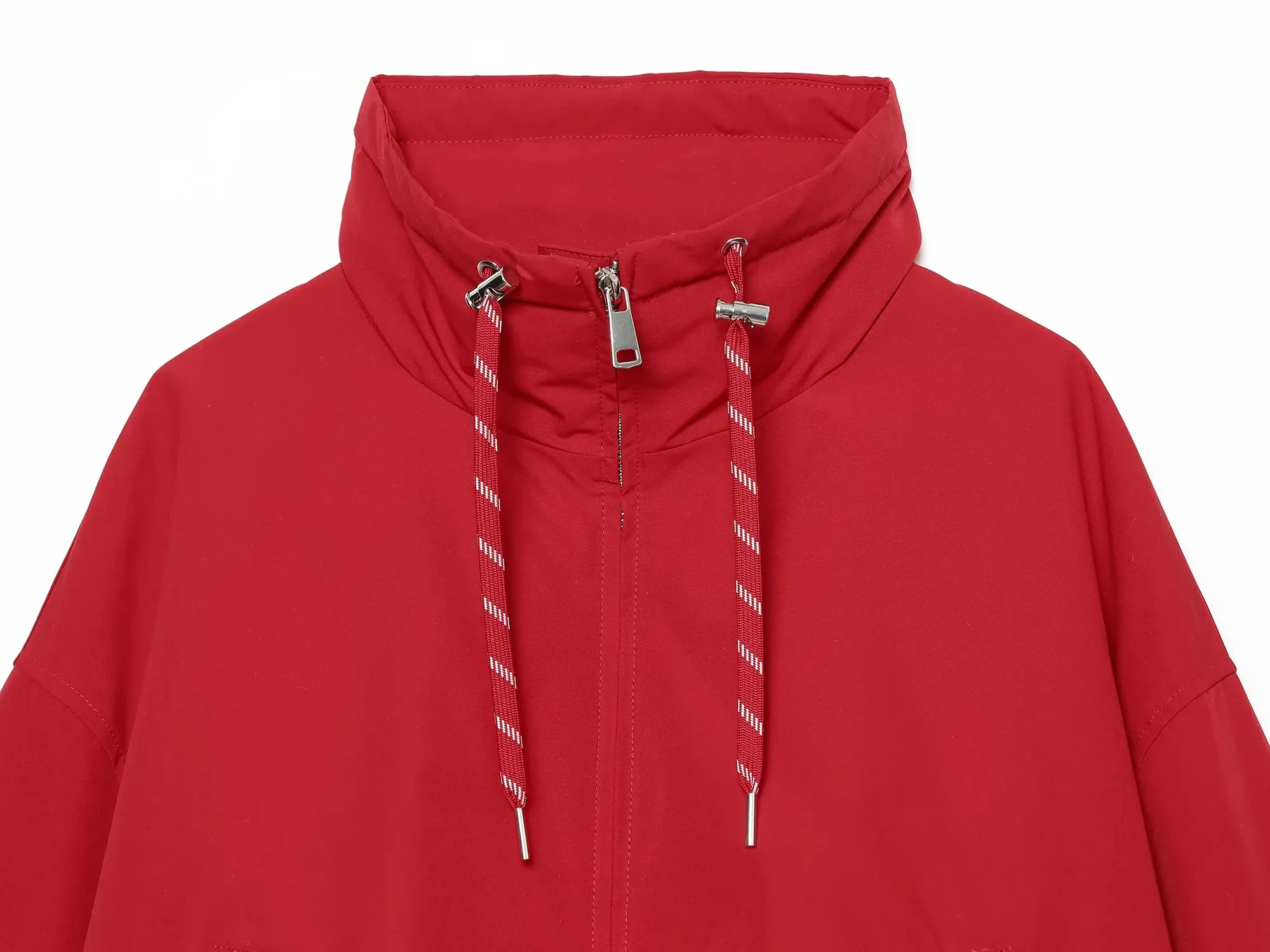 KONDALA Streetwear Lässige Schicke Rote Damenjacke mit Stehkragen, Langen Ärmeln und Kapuze, Mode 2026 Herbst-Winter-Jacke – Detail 11