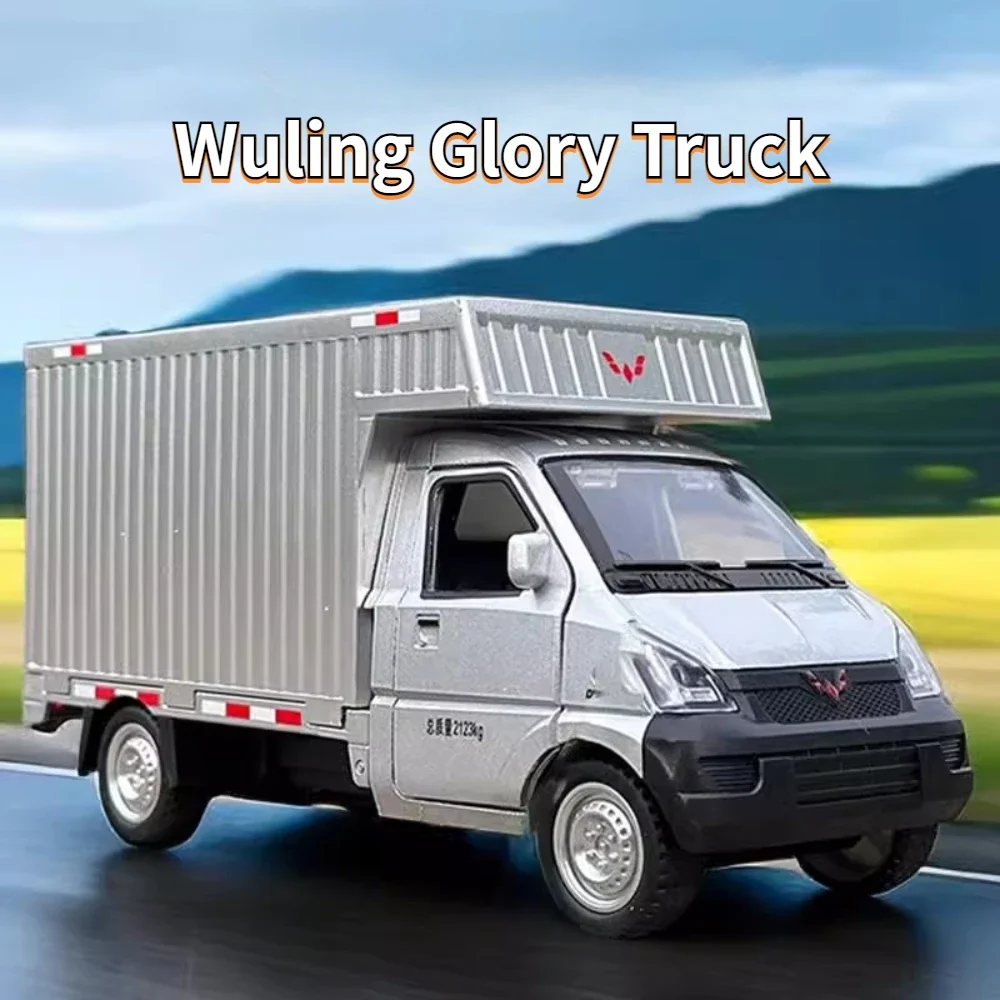 

1:24 Wuling Glory Truck Toy Model Alloy Diecast Transport Scale Vehicle Sound Light Pull Back Decorative for Child Birthday Gift