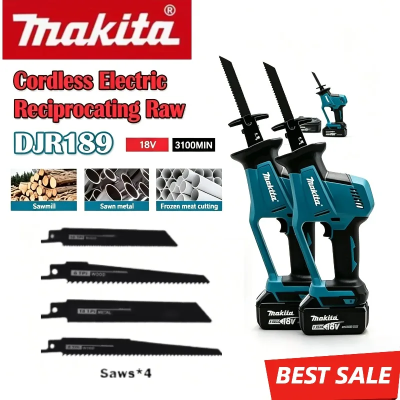 Makita DJR189 Akku-Säbelsäge mit bürstenlosem Motor – 18-V-Akku-Säge, tragbares Elektrowerkzeug, wiederaufladbar, zum Schneiden von Holz und Metall