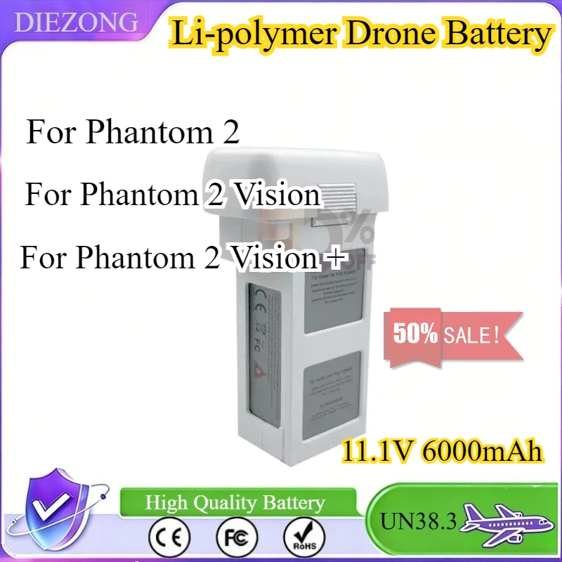 11.1V 6000mAh Li-polymer Drone Battery for Phantom 2, Phantom 2 Vision, Phantom 2 Vision Plus High Quality Compatible Battery