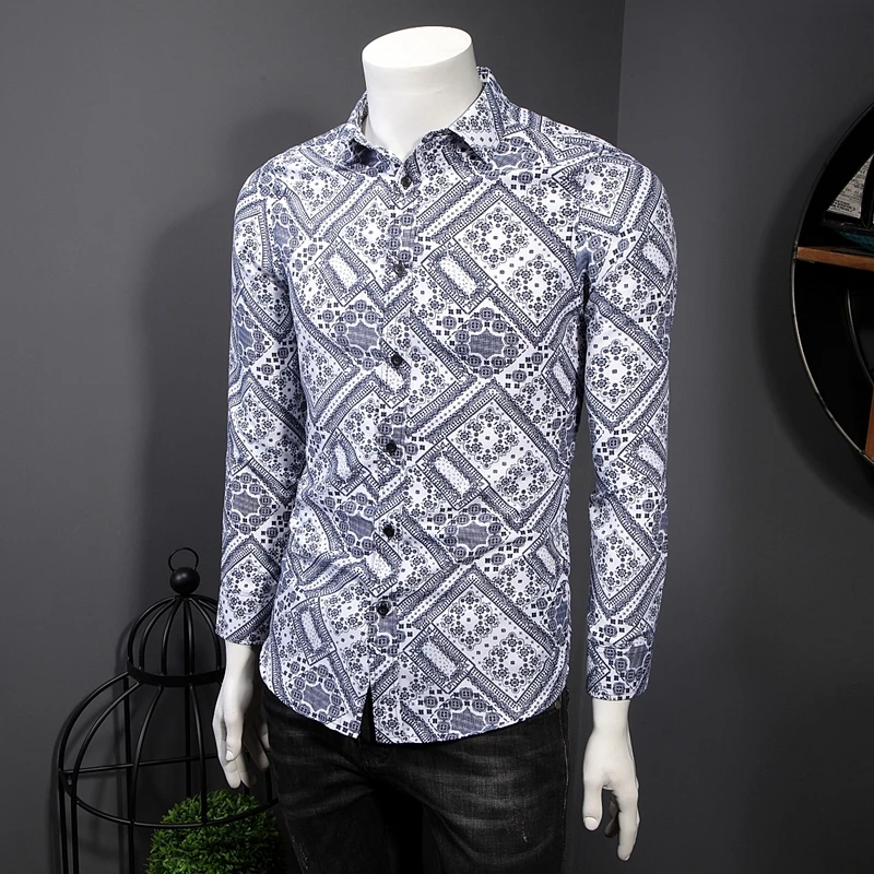 

Casual Long Sve Printed irt Faion Urban Sle Loose Fit Youth Autumn Wear European Size Large Floral Patterned Button up