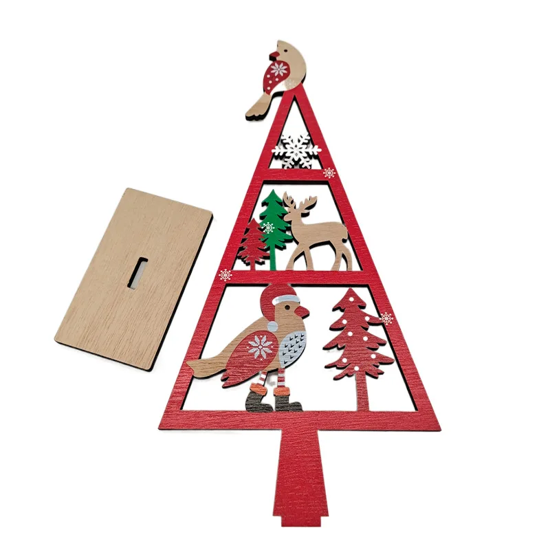 Mini albero creativo di natale in legno ornamenti per alberi di natale fai da te con pupazzo di neve modello di babbo natale decorazione da tavolo