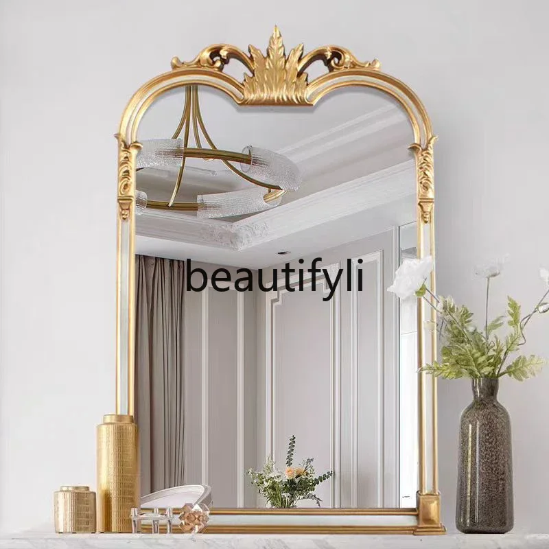 

zq1French engraved makeup mirror American retro dresser mirror porch fireplace decorative mirror customization