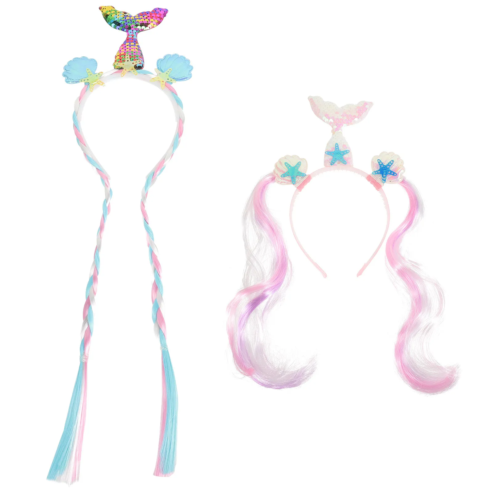 

2 Pcs Hair Accessories Mermaid Headband Tail Shape Headdresses Headbands Accessory