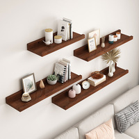30cm Wall Shelf Home Living Room Wall Shelf Punched One-line Board Bookshelf Wall Decoration Solid Wood Small Rack