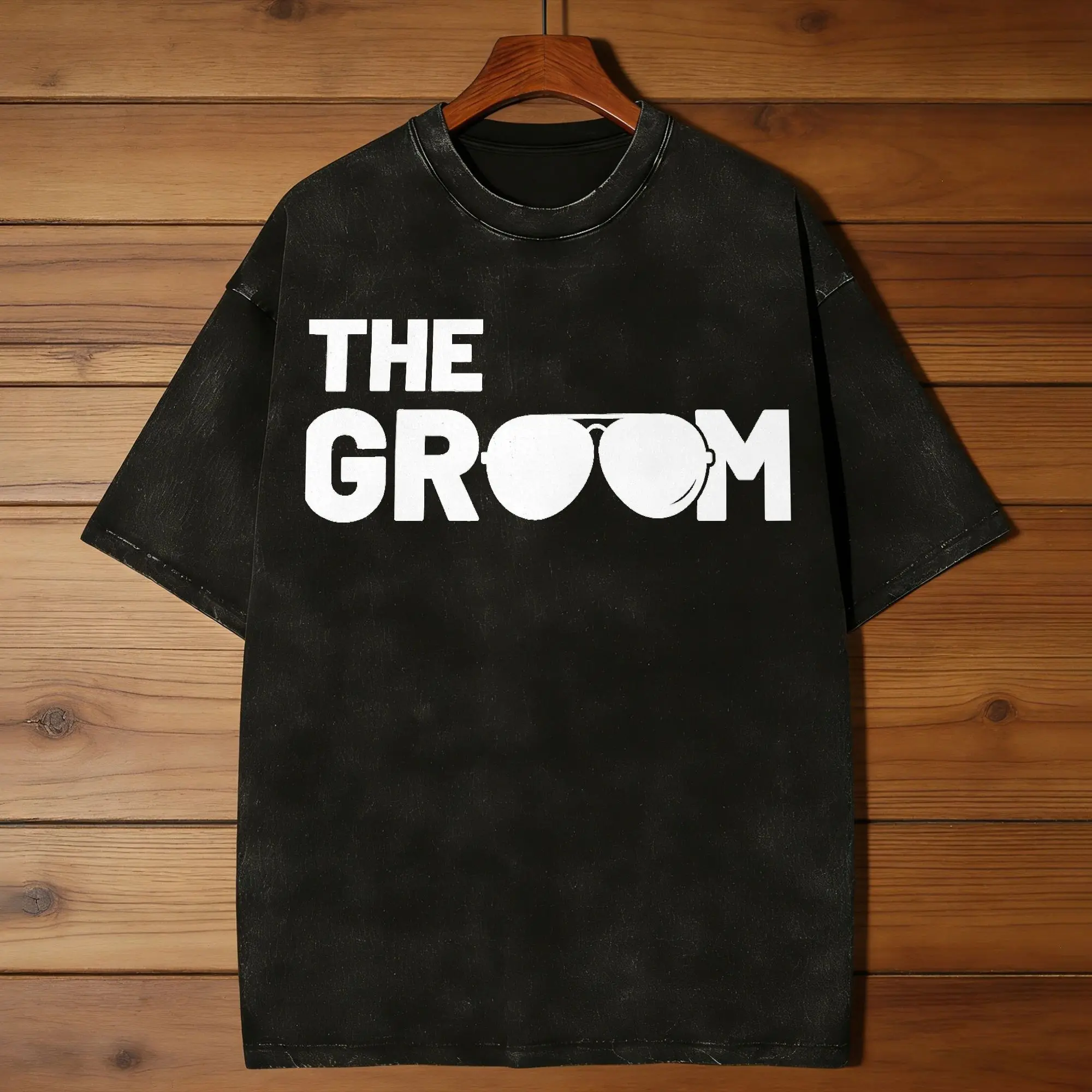 Creative The Groom Squat Bachelor Supplies Party Wedding T-Shirts Pure Cotton Washed T Shirt  Short Sleeve Tees Classic Clothes