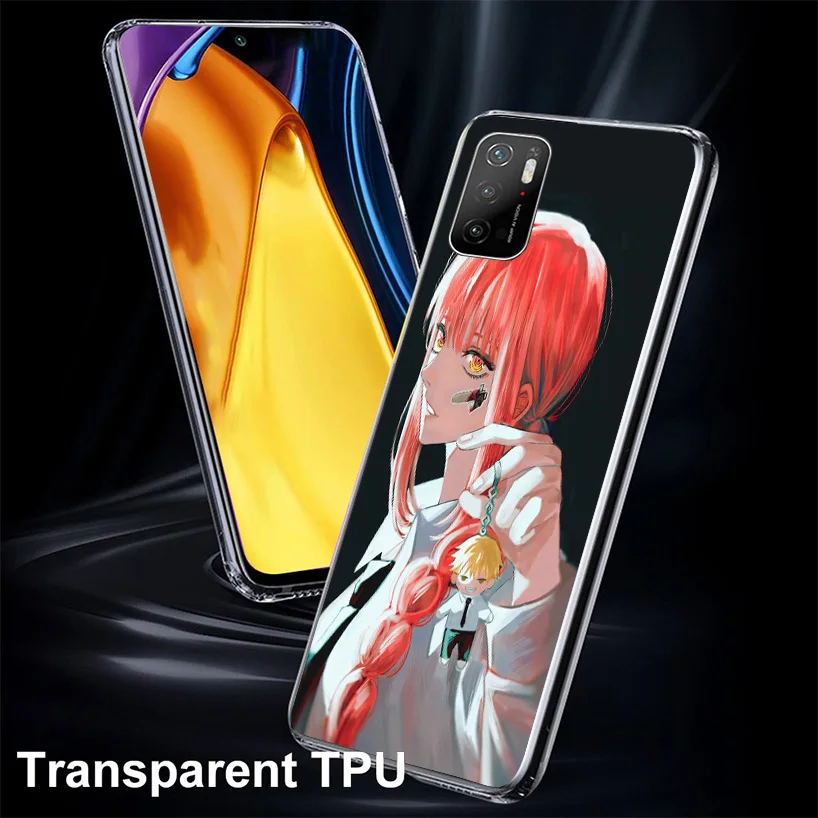 Power Makima Chainsaw Phone Case For Xiaomi Poco X6 X5 X4 X3 Nfc F6 F5 Pro F4 Gt F3 F2 F1 M5S M4 M3 Personalized Print Cover