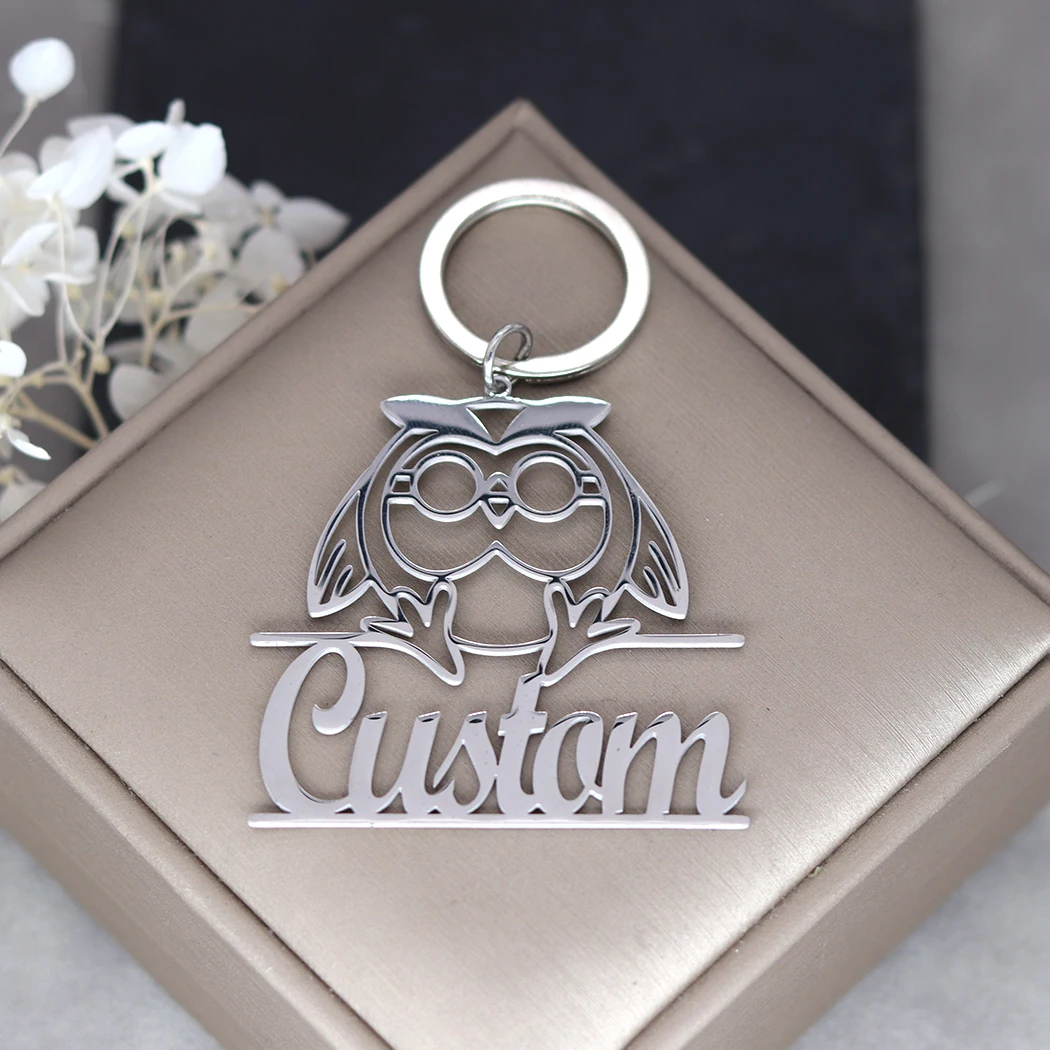 Porte-clés pendentif en acier inoxydable pour hommes et femmes, plaque signalétique personnalisée, nom personnalisé, théâtre
