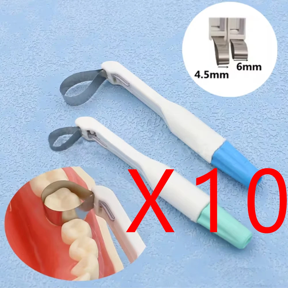 

Набор стоматологических матричных лент из 10 предметов с регулируемыми стопорными кольцами из нержавеющей стали, предварительно сформированный для стандартных и изогнутых реставраций