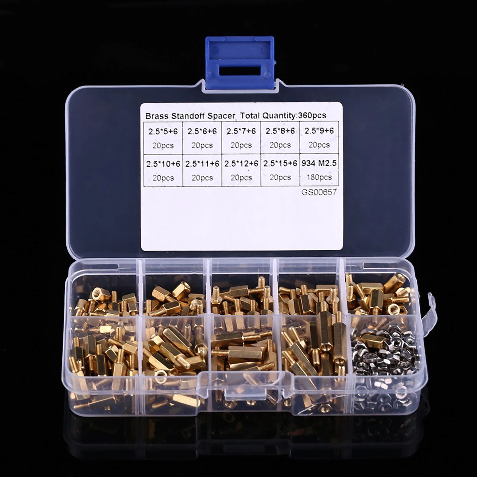 Brass Standoff M2.5 Standoff M2.5 Brass male Female Standoff and Stainless Steel Hex Nuts Assortment In Box Standoff