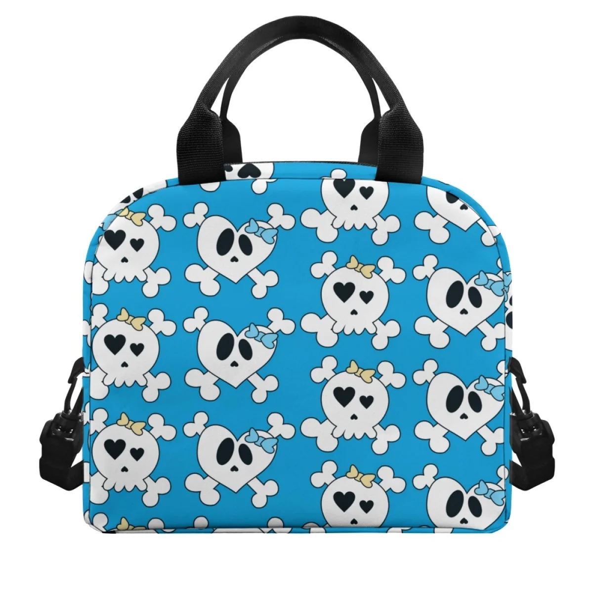 Halloween Decoration Blue Scary Skull Pattern Woman Insulated Lunch Bag The Material Soft Comfortable Not Easy To Fade Handbag