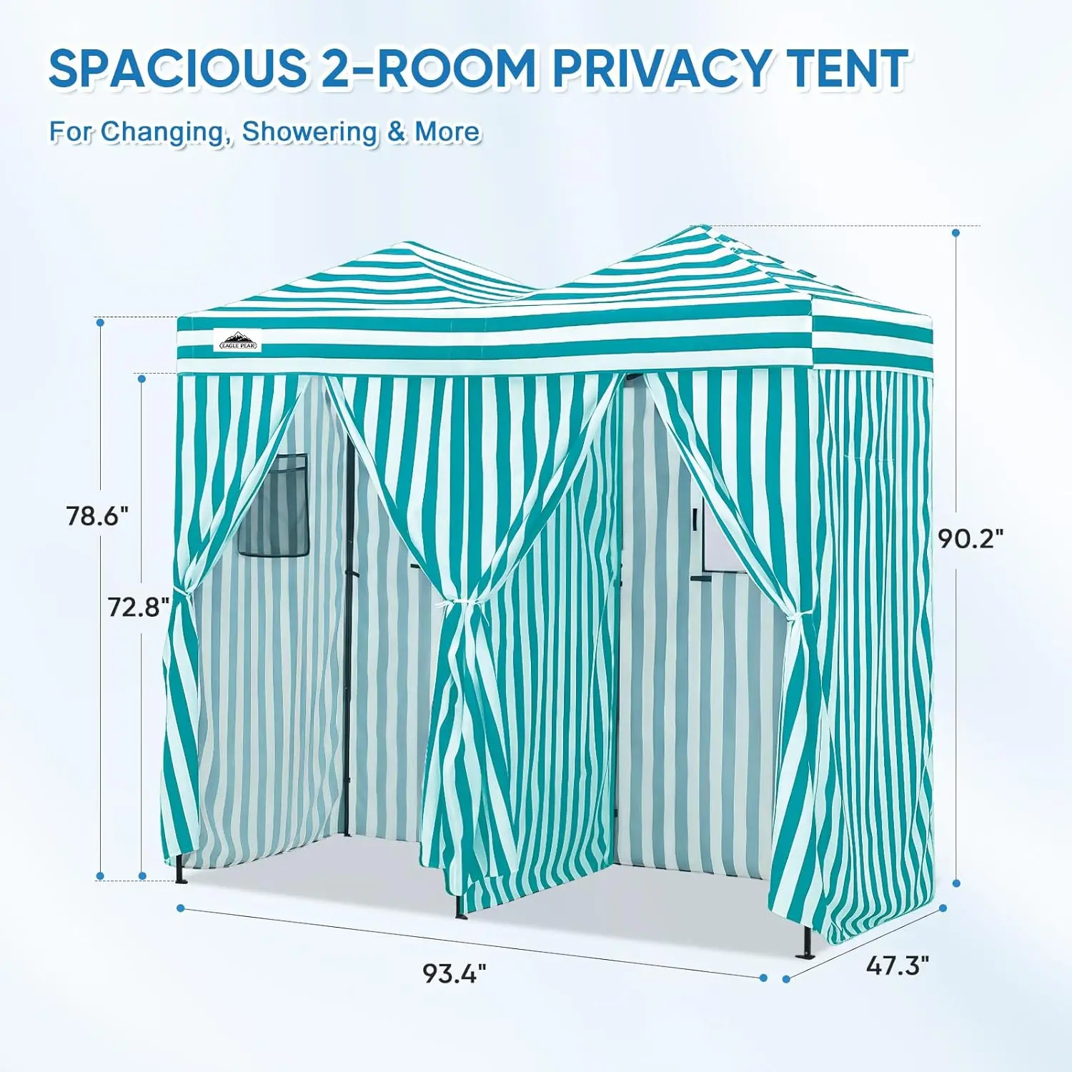 Outdoor Portable 2-Room Pop Changing Room Sun Shelter Dressing Tent Alloy Steel Water Resistant for Beach Camping view 3