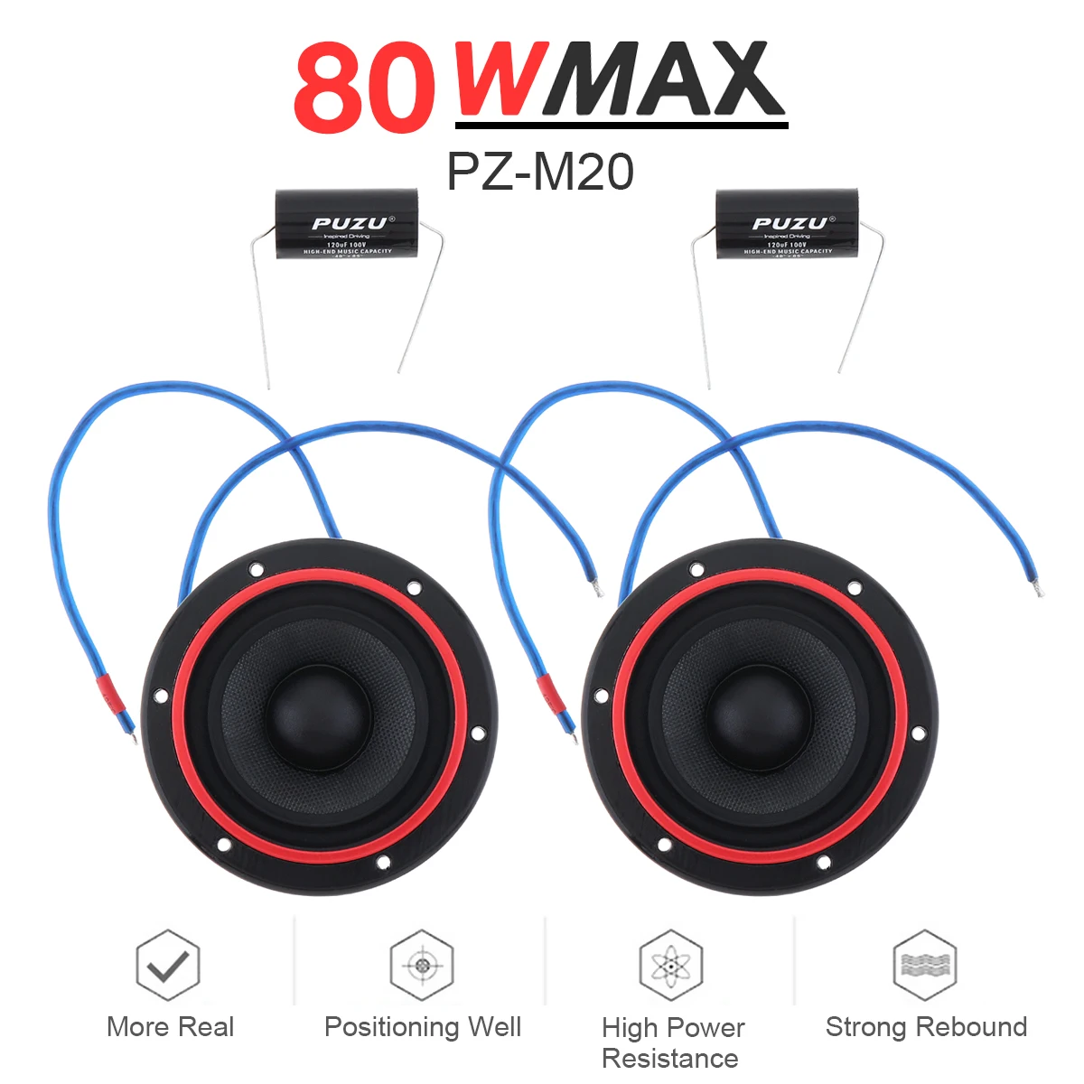 

2pcs Universal 80W 4Ohm 2.5 Inch Kevlar Cone Midrange Car Speaker 2 Way or 3 way Systems