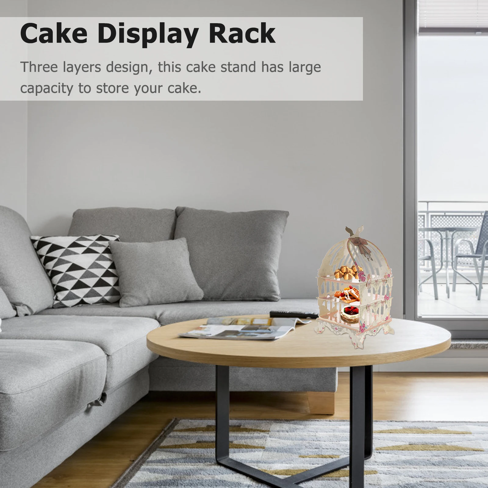 

Cake Stand 3 Layers Large Capacity Premium Paper Material Wedding Cake Display Rack Pastry Server Fruit Holder