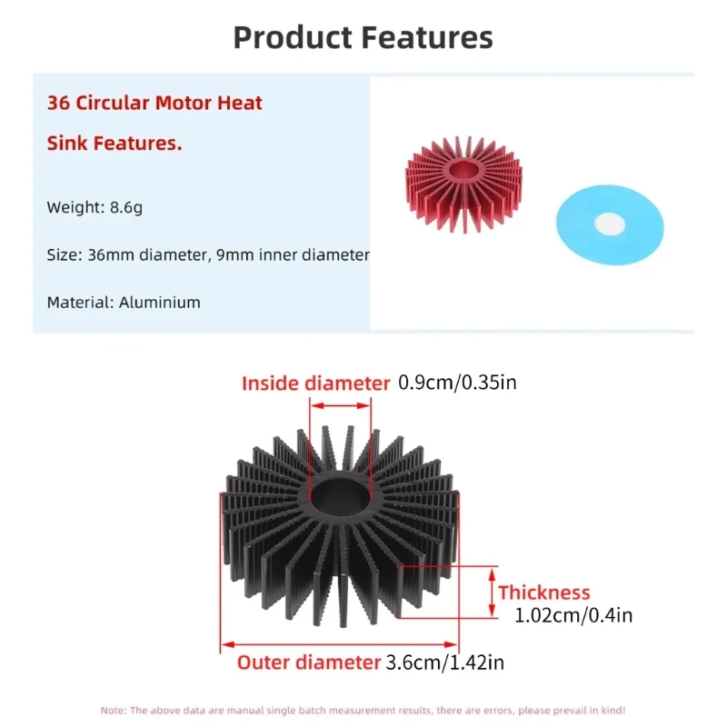 Radiatore dissipatore calore rotondo da 36 mm per dissipatori calore motore passo-passo stampante Voron 2.4 3D
