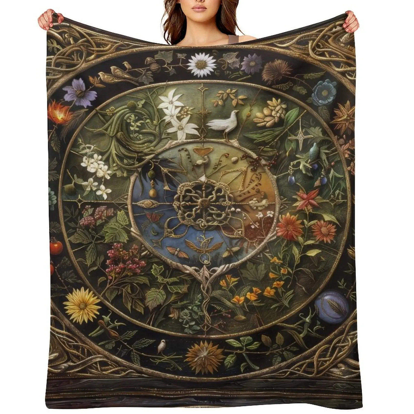 

Pagan Wheel of the Year Throw Blanket sofa bed Blankets For Baby Designers Blankets