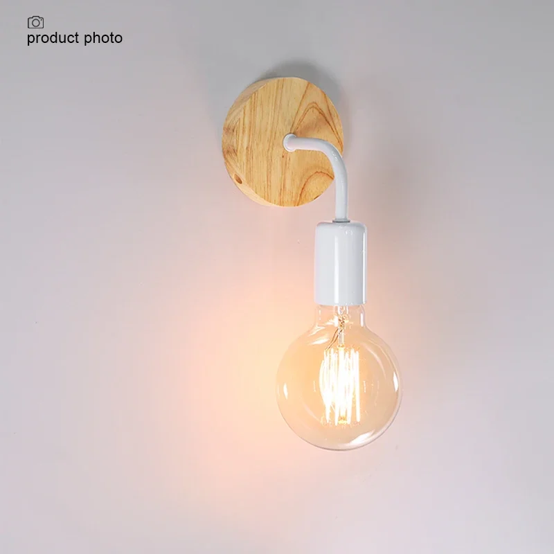 Wood Wall Lamp Vintage Industrial Wall Lights Dimmable Retro E27 Light Bulb Wall Light For Home Loft Indoor Decor Fixtures image 6