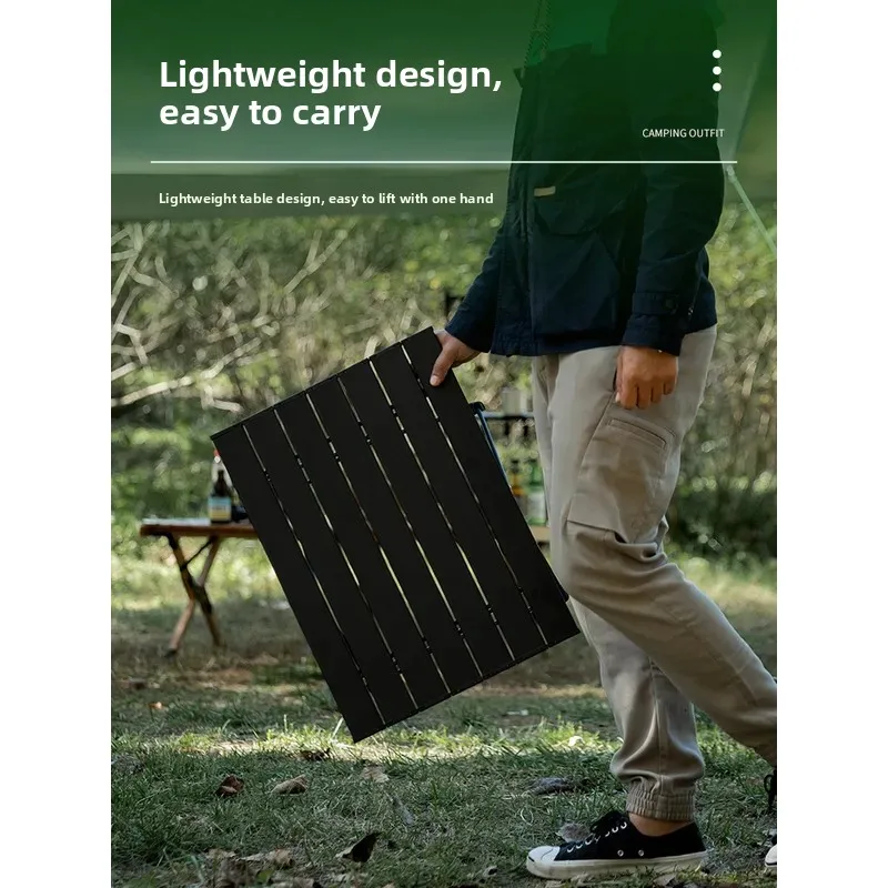 Ultra Light Aluminum Alloy Roll Top Folding Table Portable Outdoor Camping Picnic Table Chair Set