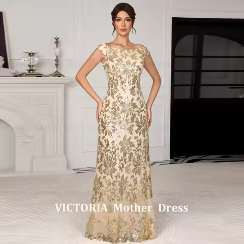 VICTORIA Customized Luxury Sequins Mother of the Bride Dress 2026 Sheath Applique Formal Wedding Guest Gowns Party Evening Dress