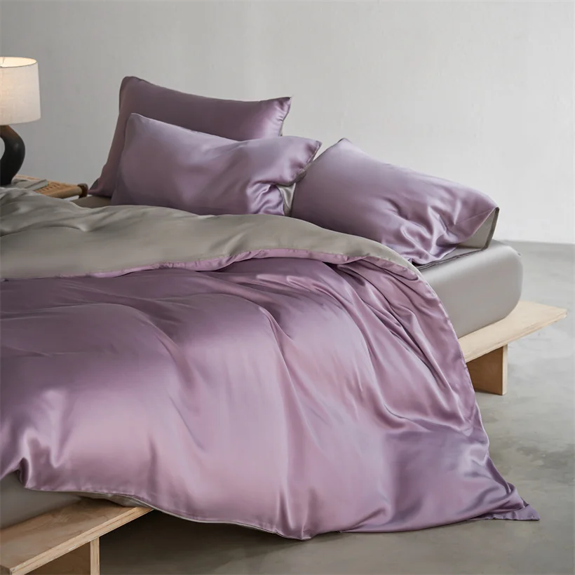 22mm Mulberry Silk Bedding Set Luxury Smooth Duvet Cover Set with Quilt Cover Bed Sheet Pillowcase for Twin Full King Queen Bed