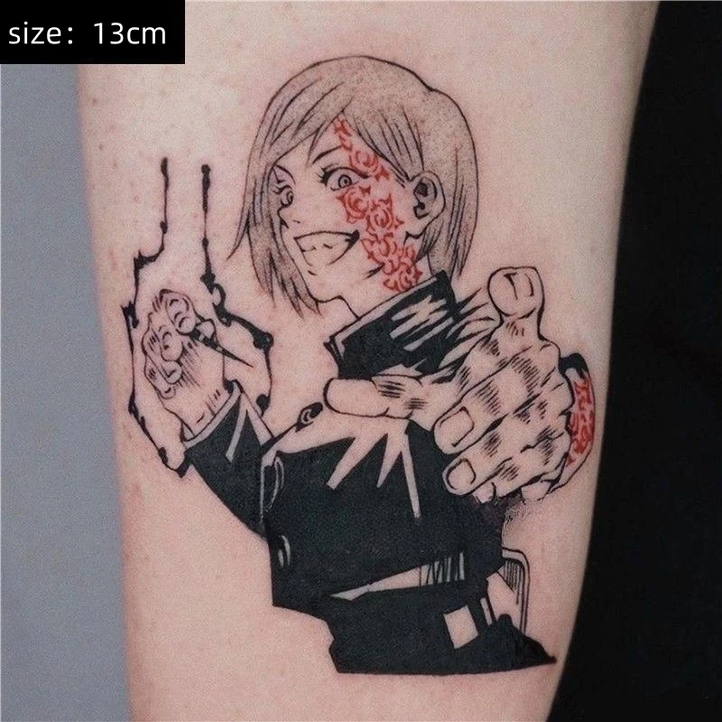 

Anime Jujutsu Kaisen Temporary Tattoos Cartoon Kugisaki Nobara Tattoo Body Art Waterproof Fake Tatoo Sticker for Woman Men