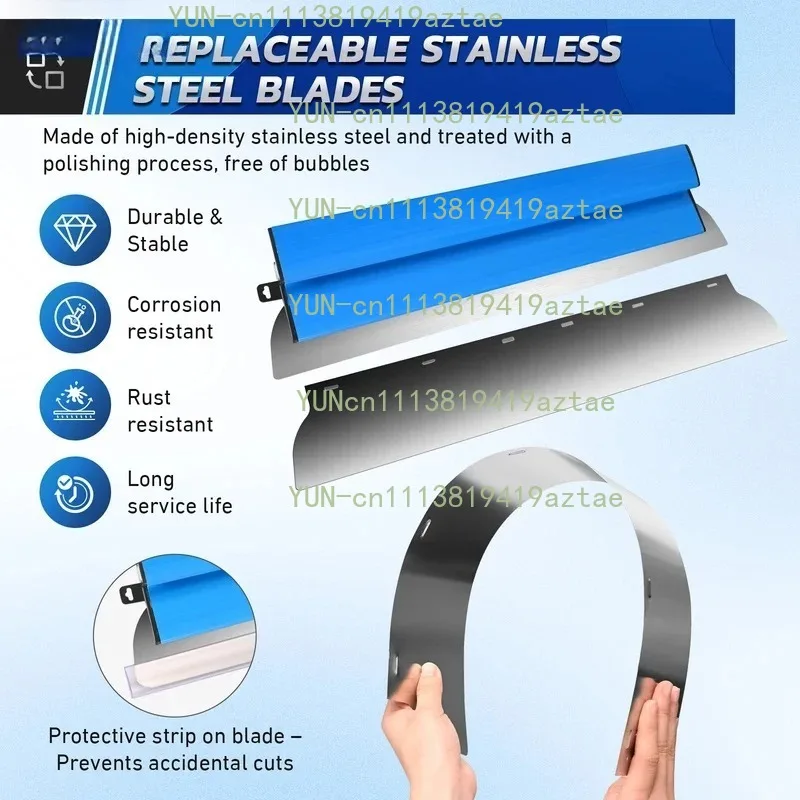 5pcs/set Putty Scraper Tool 15/25/40/60/80cm Drywall Skimming Flexible Blade Knockdown Spatula