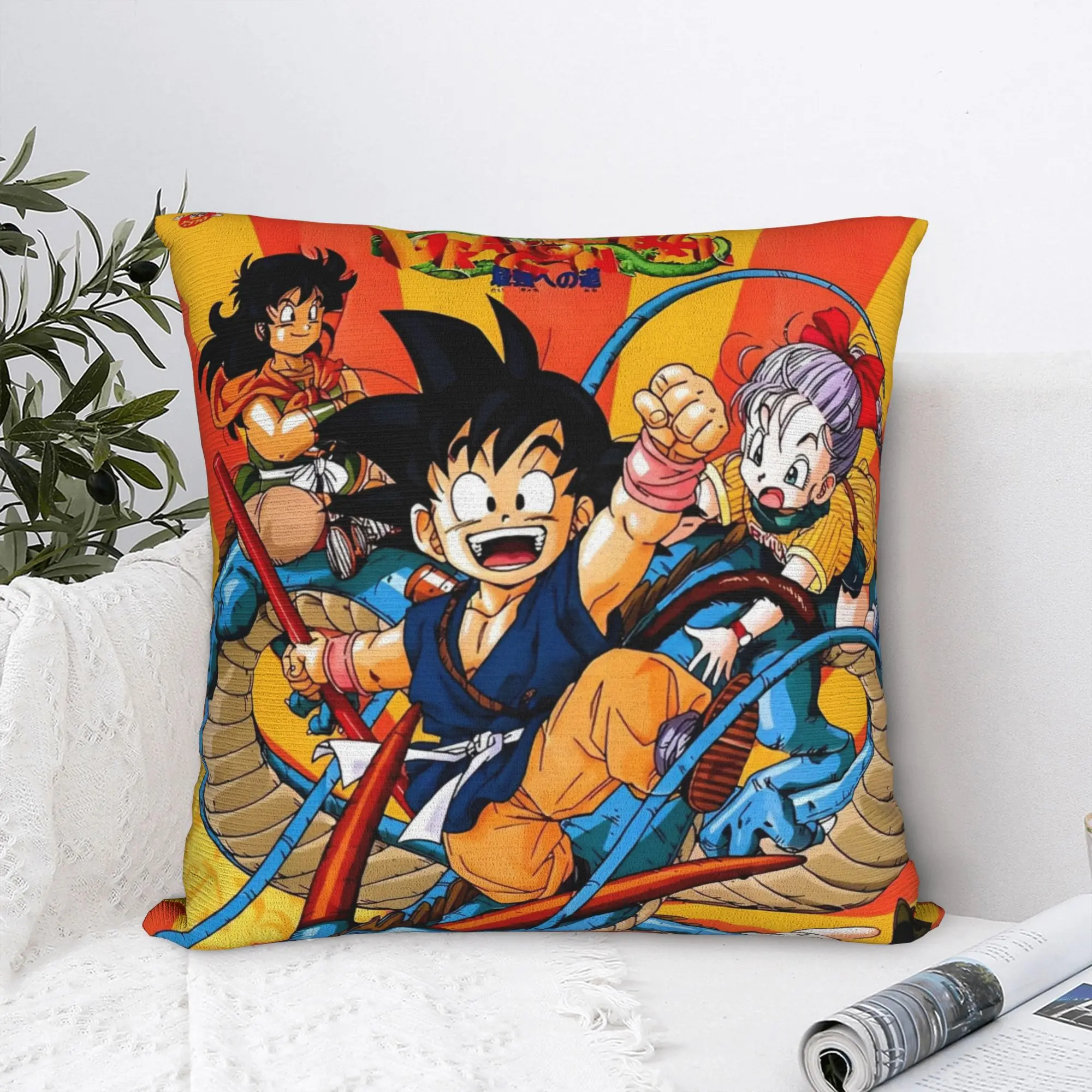 

Квадратные наволочки с изображением Гоку DBZ, чехол для подушки в стиле аниме и манги, забавная декоративная наволочка на молнии для автомобиля, 18x18 дюймов