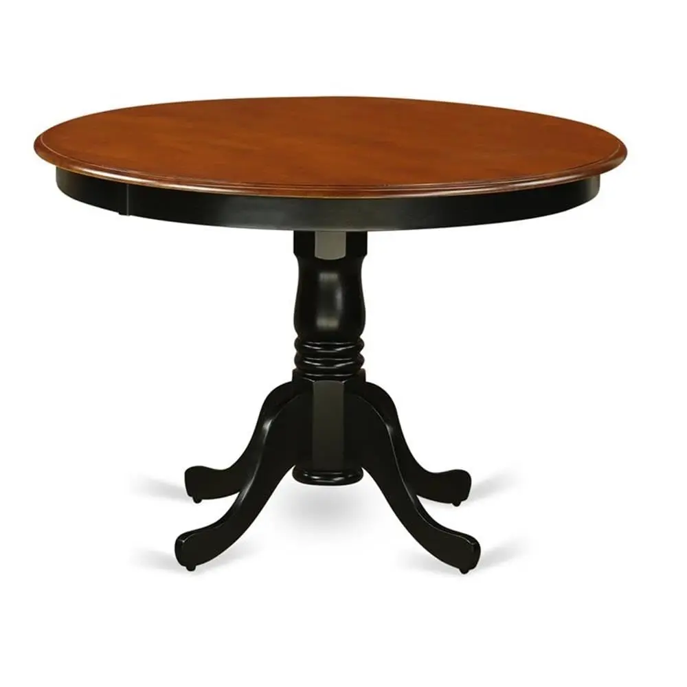 Round Dining Table Set with Pedestal Base & 4 Chairs, 42x42 Inch, Black & Cherry, Customized