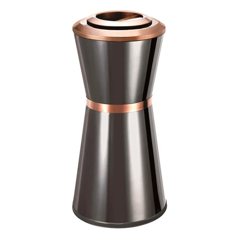 Hotel lobby elevator entrance soot can trash can GPX-10 black gold small waist stainless steel soot bucket peel bucket