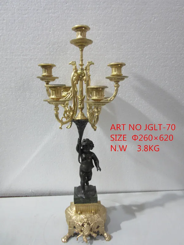 Antique classical Solid Bronze A little boy  Lifting  Candle Holder/ candle sticks for Home decoration with 6 Arms