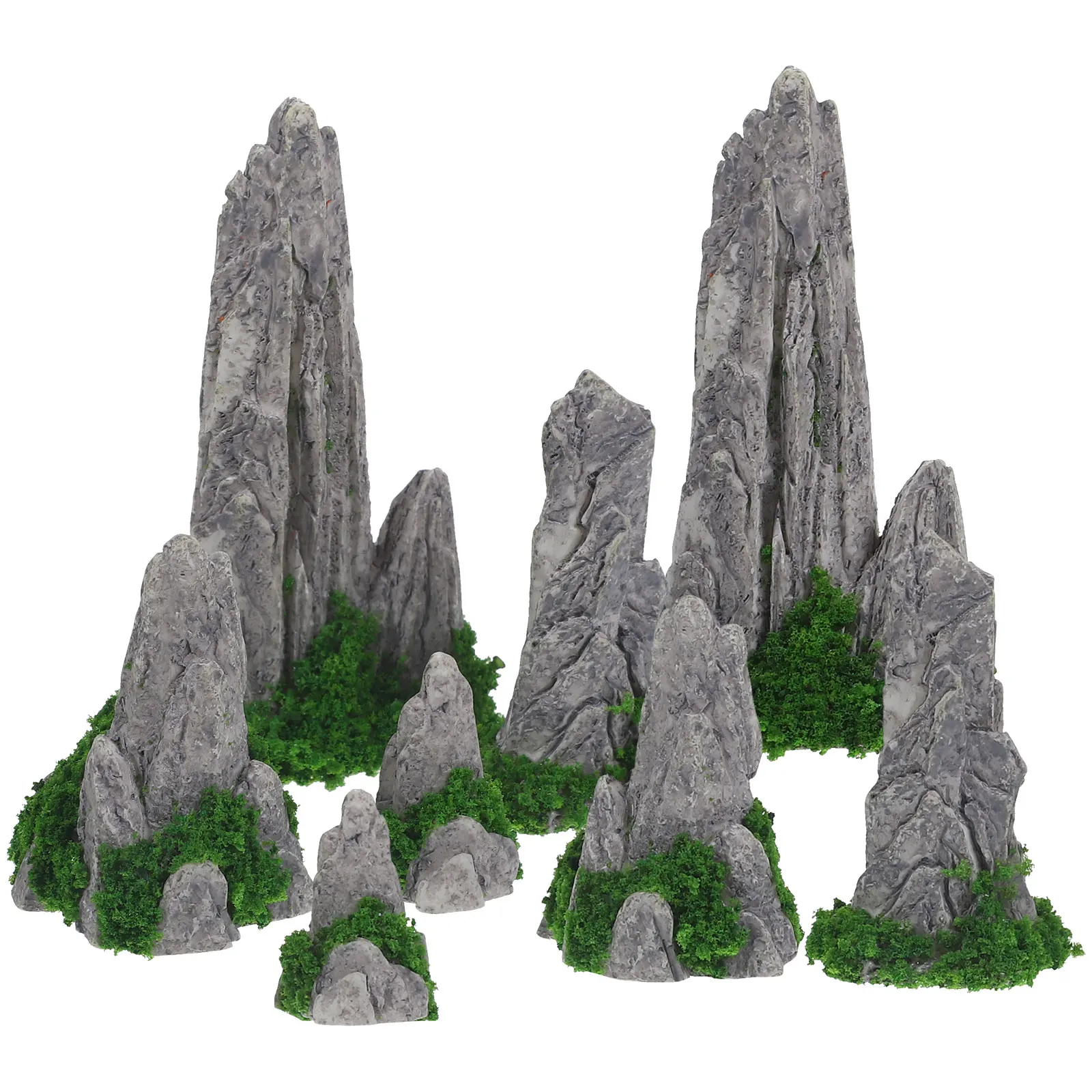 8 Pcs Rockery Decor Micro Landscape Outdoor Garden Mini Rockery Ornament Delicate Mountain Statue Home Decoration