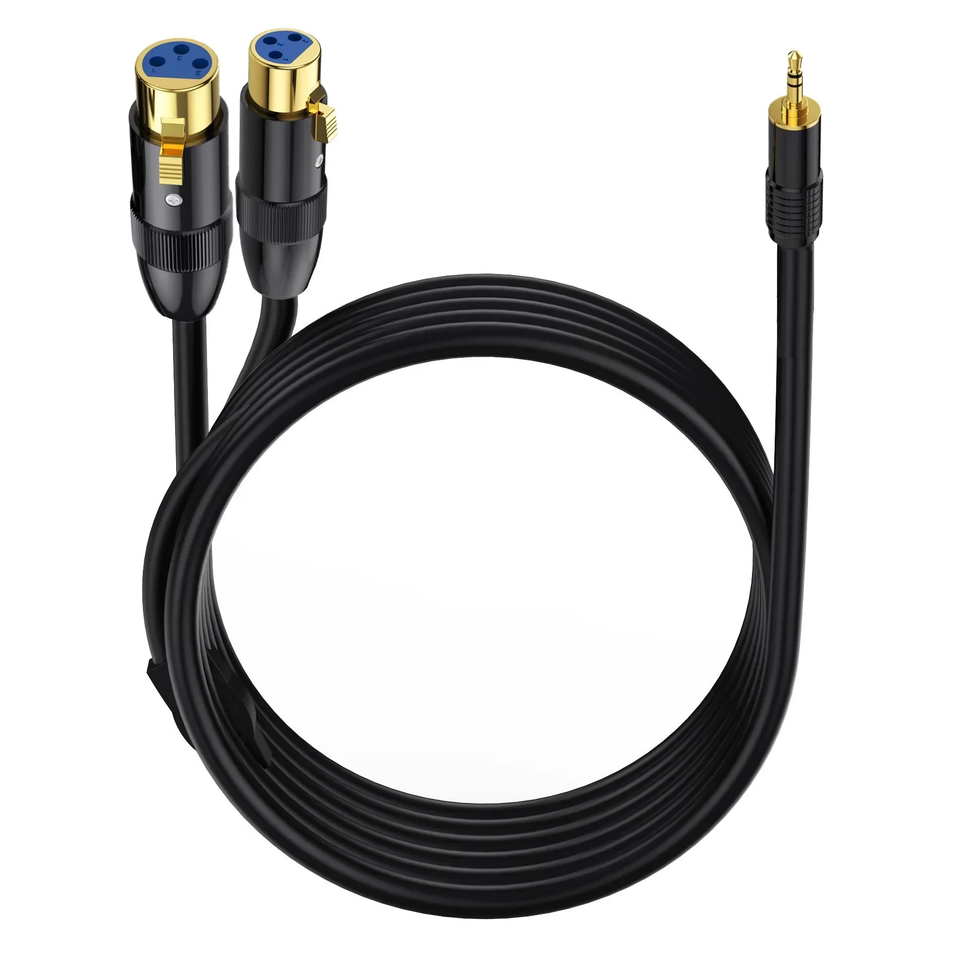 Dual Female XLR to 3.5mm Y-Splitter Cable, 3pin XLR Female to 1/8 Inch Jack TRS Stereo Aux Interconnect Audio Mic Breakout Patch