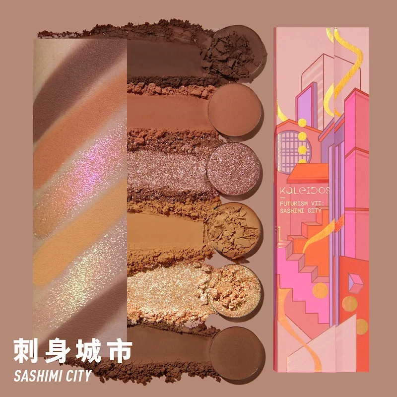 KALEIDOS フューチャリズム 6 色アイシャドウ パレット 真珠光沢のある刺身シティ パープル フォレスト アース マット CD