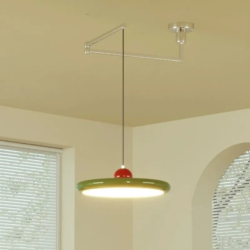 for Displaceable Restaurant Chandelier 2024 New Full Spectrum Eye Protection Rocker Arm Flying Saucer Light French Style