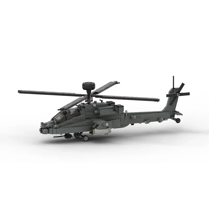 Military Series Moc Building Blocks Boeing AH-64 APACHE Helicopter Model Technology Bricks DIY Airplane Toys For Kids Children