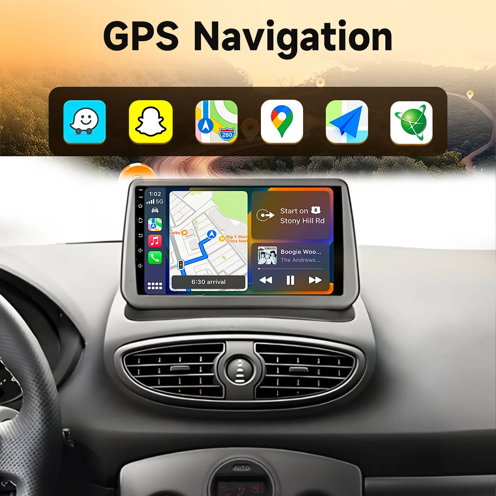Android 16 Auto Car Radio For Renault Clio 3 2005-2014 Wireless CarPlay 4G Multimedia Player Navigation GPS Autoradio BT No 2din