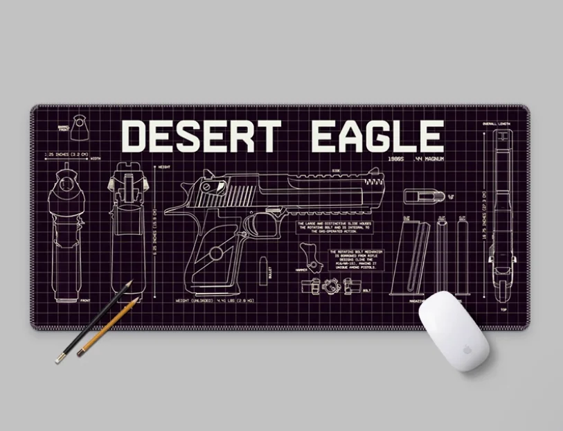 Barrett Sniper Rifle Mouse Pad with Ultra Large Blueprint Design Laptop Office Gaming Desk Mat Anime Mats Carpet Mousepad Gamer