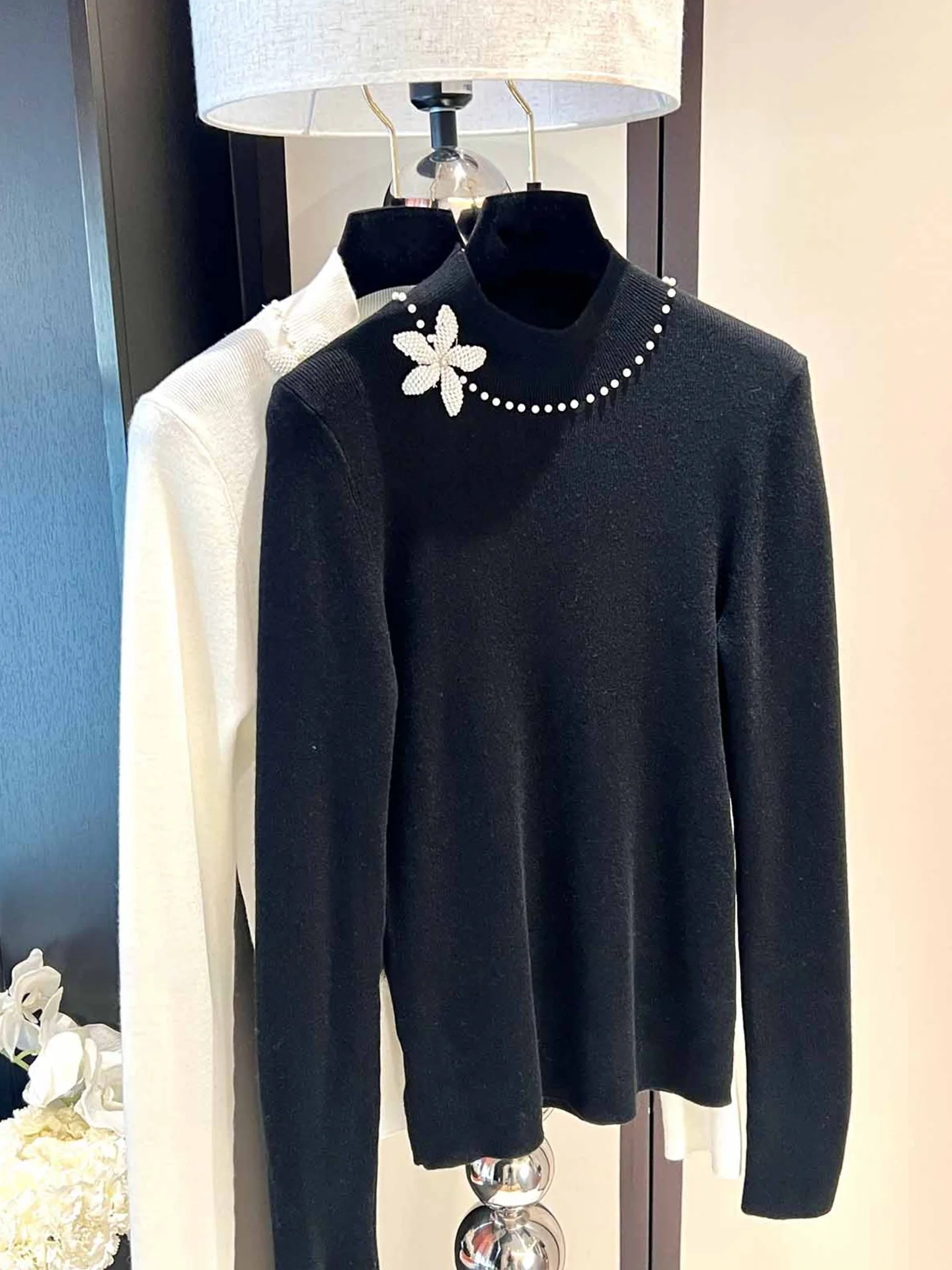   Long Sve Knitted Camere Base da donna irt Design semplice sopra la testa invernale Fce Calore f Alto rotondo Ne