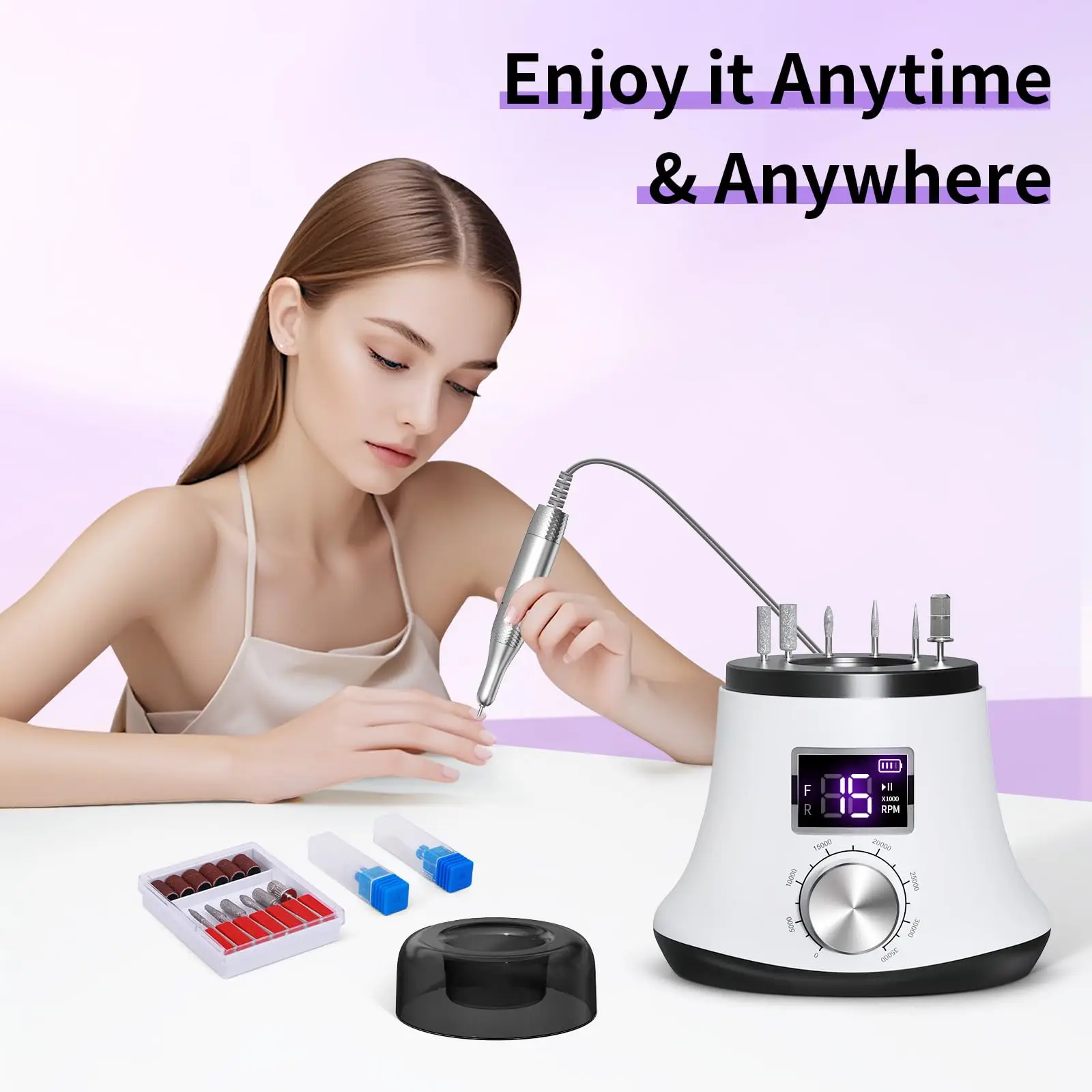 المحمولة القابلة لإعادة الشحن سطح المكتب إزالة وتلميع الأظافر الكل في واحد طلاء الأظافر مقبض قابل للتعديل مسمار الحفر عالية السرعة مسمار Pol #6