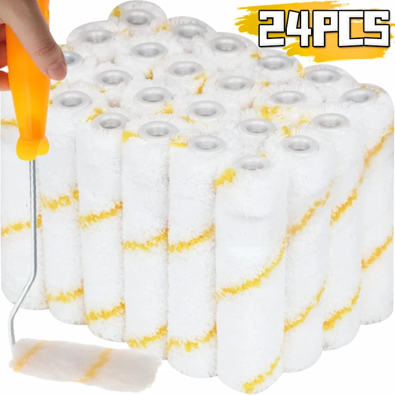 

Paint Roller Kit Thumb Roller Core with Covers Painting Decorating Brushes Wall Paint Roller Bracket for Home Wall Repair Tools