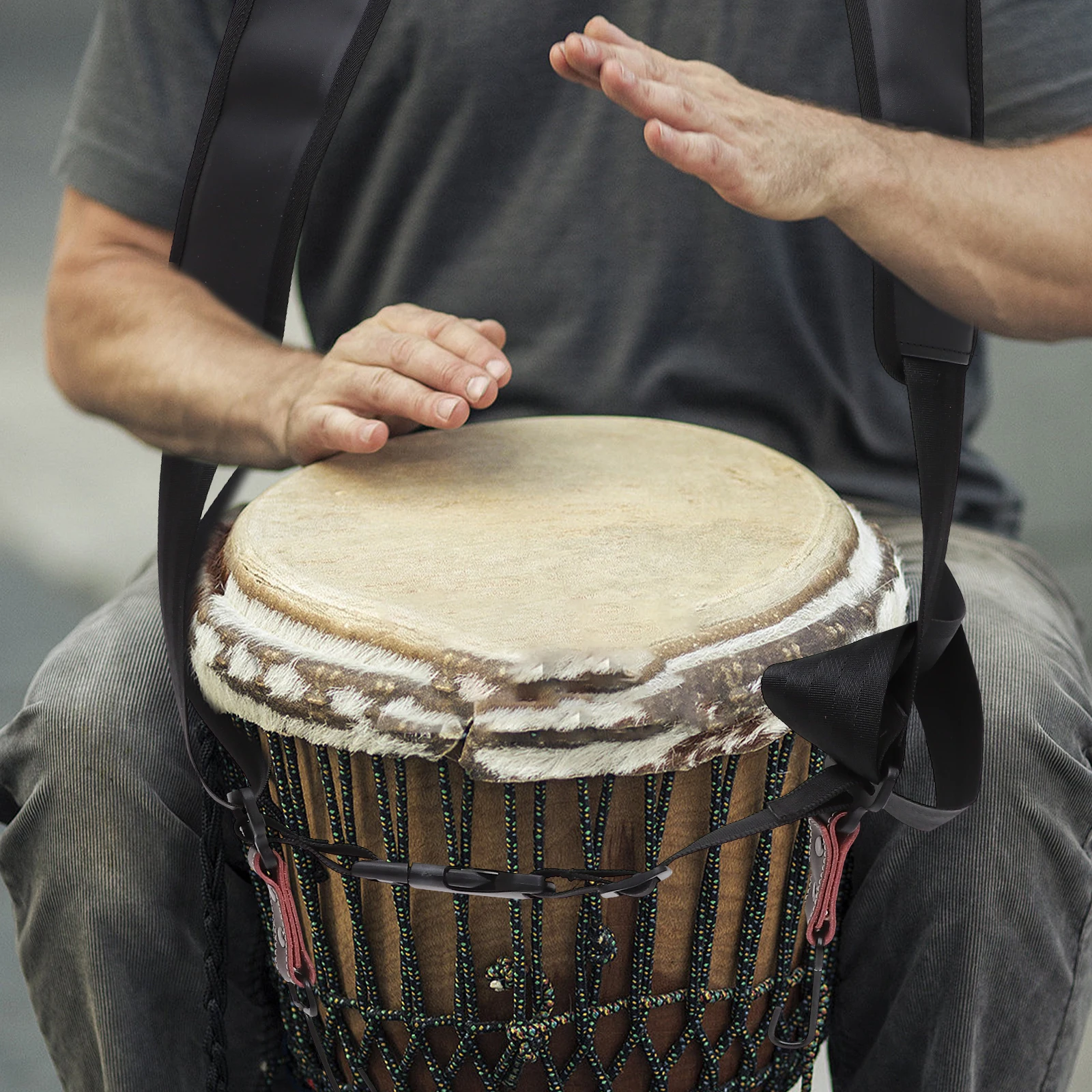 

1 pc Djembe Double Shoulder Strap Durable Drum Carrying Cord Quick-Release Tambourine Instrument Accessory For Adult African