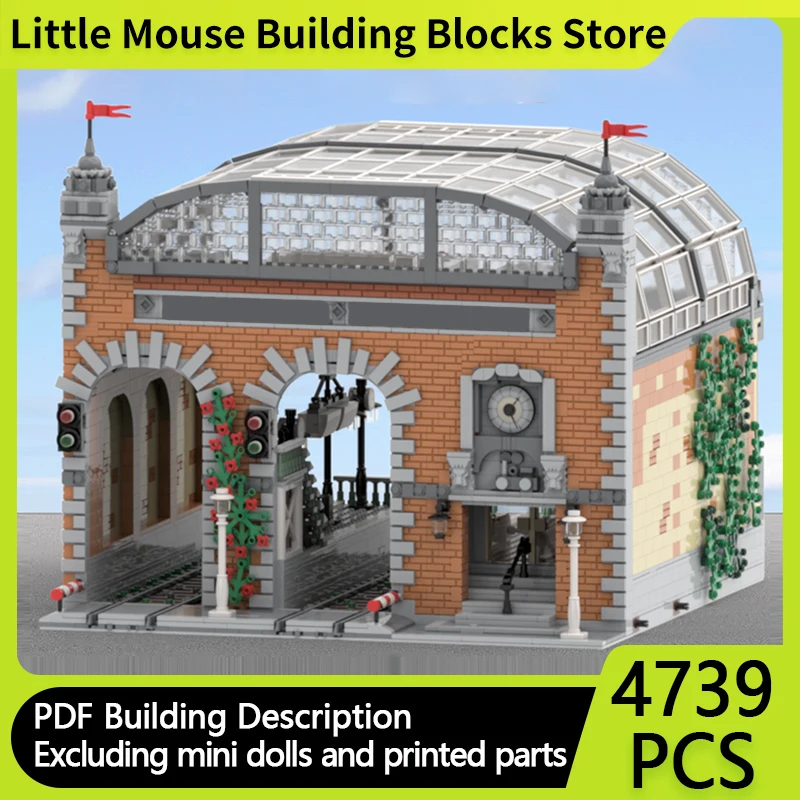 

City Street View Model MOC Building Bricks Central Train Station Modular Technology Gifts Holiday Assemble Children Toys Suit