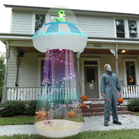OurwarmHalloween Inflatables Outdoor Decorations 10 FT UFO Inflatable Halloween Decor for Outdoor Holiday Party Garden Lawn Yard
