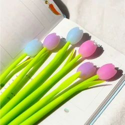 3pcs Kawaii Discolor Tulip Gel Pens Creative Color Changing Neutral Pens Black Ink Signature Pen Holiday Gifts Office Supplies