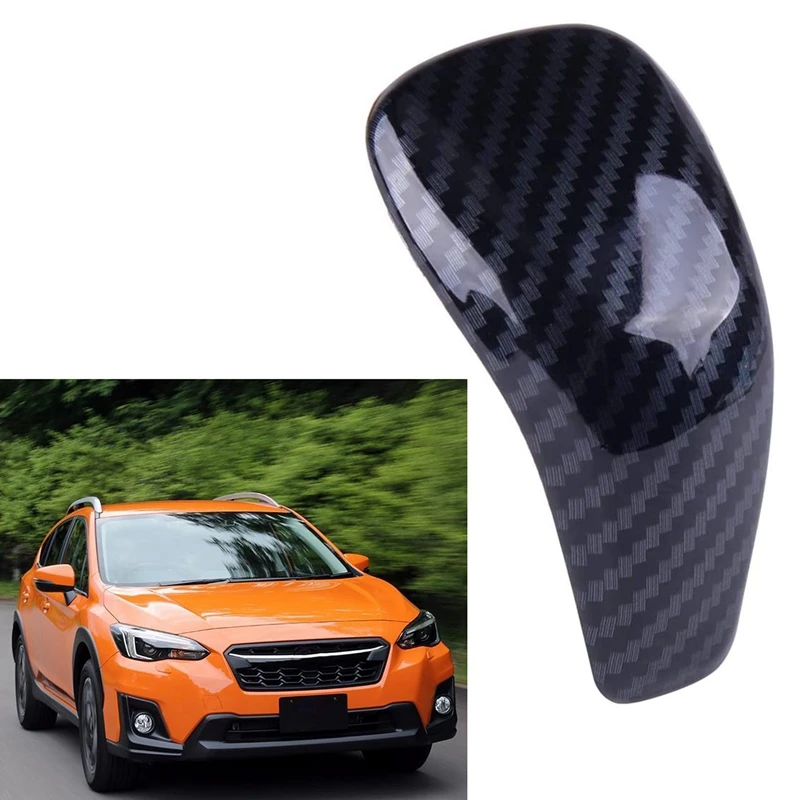 Car Carbon Fiber ABS Gearshift Gear Shift Lever Knob Cap Cover for Subaru Crosstrek XV 2018+ Forester SK 2019+