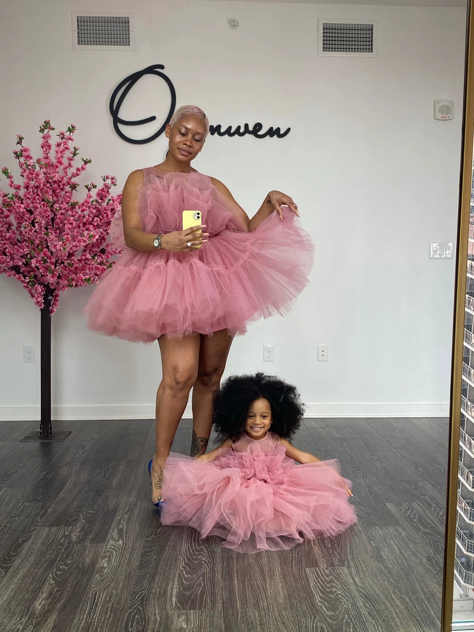 Extra Puffy Mother And Me Tulle Matching Dresses For Baby First   Birthday Party Mini Length Strapless Mom And Daugher Tutu Gown