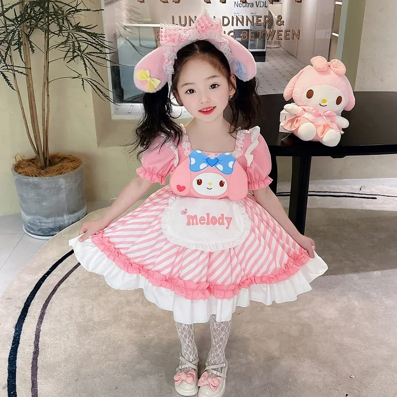 

Girl Melody Lolita Dress 2024 Summer New Collection Children's Cartoon Short Sleeved Princess Dress Baby Girl Long Skirt Cute