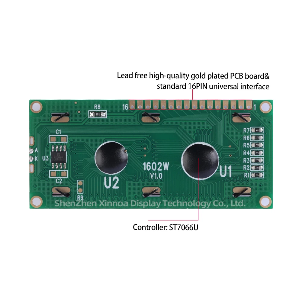 Большое окно LCM 16*2 модуль 16*02 ЖК-дисплей 1,6 дюйма зеленый зеленый свет черные буквы русский 1602 Вт 3,3 В модуль ЖК-экрана